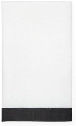 SFERRA Filo Linen Tip Towels Set of Two White Smoke Border