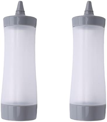 Lasersm 2 Piece 12oz Plastic Squeeze Bottles with Cap Grey