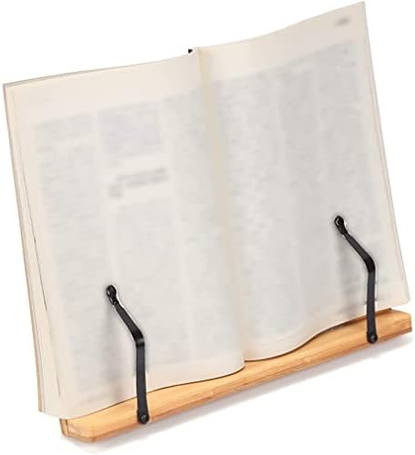 Adjustable Wooden Cookbook Stand with 2 Metal Page Holders