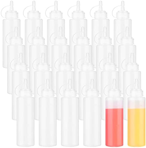 24 x 8oz Squeeze Bottles Twist-Top Leak-Proof Multipurpose Durable