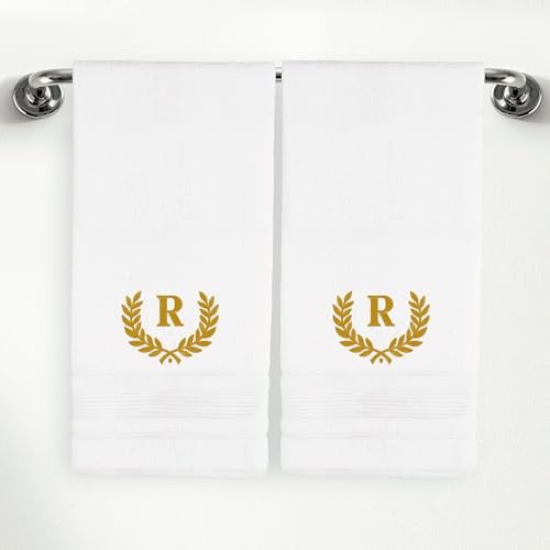 Personalized Custom Monogrammed White Bath Towels Set - 2 Piece