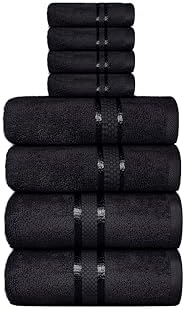 Dewall Maisons 8-Piece Black Cotton Towel Set