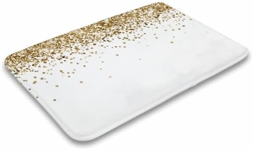 White Gold Glitter Bath Mat Rug 30x20