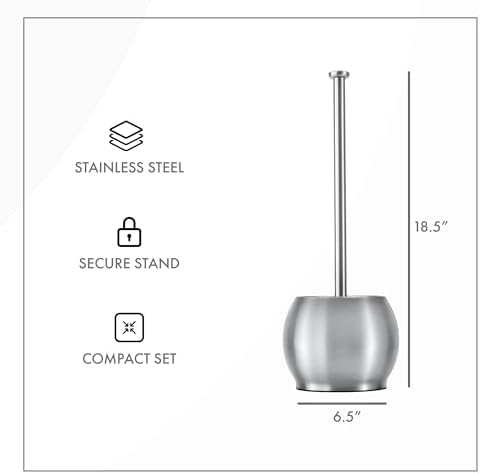 Stylish Stainless Steel Toilet Plunger with Holder for Bathroom
