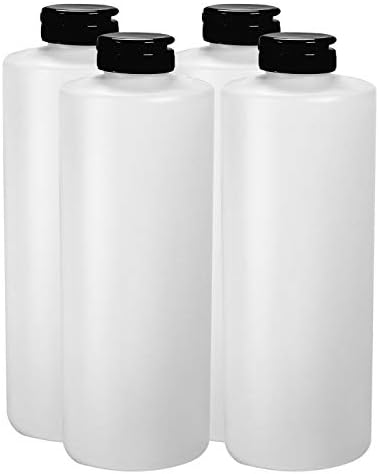 4 Piece Set - Condiment Squeeze Bottles 32 oz Black Flip Top