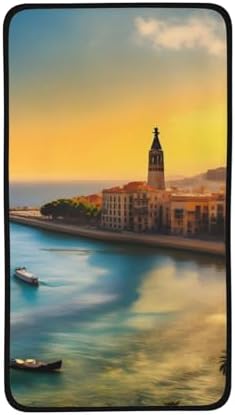 Sunset by the River Coral Velvet Towel 16x28in