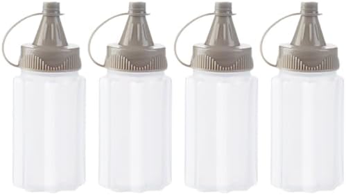 4-Piece White Plastic Squeeze Condiment Bottles Set