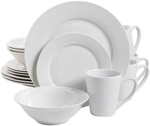Gibson Home Amelia Court White Round Dinnerware Set 4 Service 16pcs