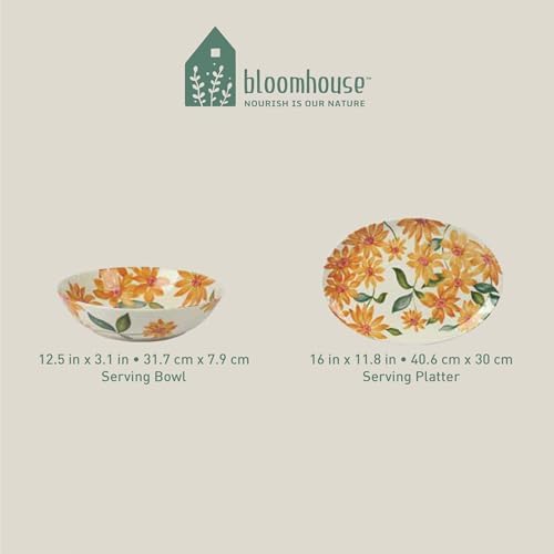 Bloomhouse Two-Piece Stoneware Floral Serving Set