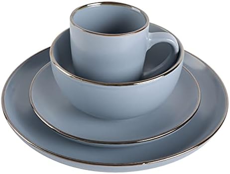 Gibson Home Rockaway Round Stoneware Dinnerware Set Service for 4 Matte Blue
