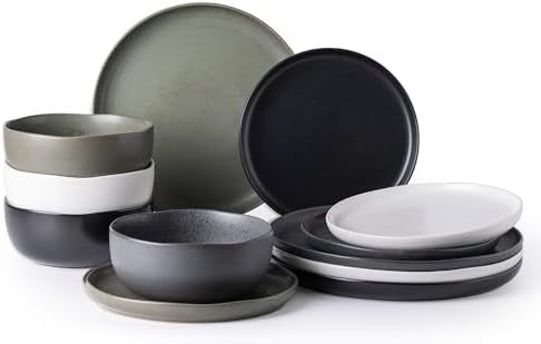Stylish Wavy Rim Ceramic Dinnerware Set for 4