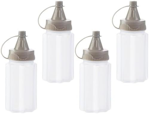 4-Piece White Plastic Squeeze Condiment Bottles Set