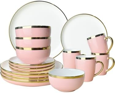 Stunning Gold Rim Dinnerware Set for 4