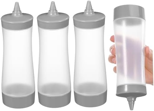 FELTECHELECTR Reusable Plastic Condiment Squeeze Bottle Grey