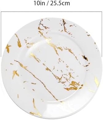 Elegant 10-Inch White Gold Ceramic Dinner Plates Set of 6