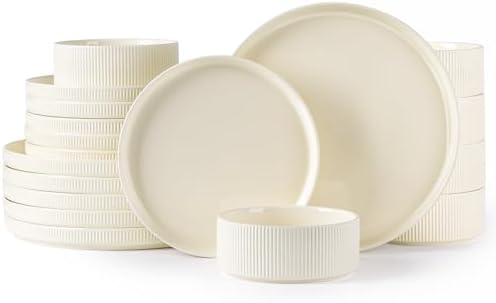Stylish Ceramic Dinnerware Set for 6 - Double Glazed Safe and Scratch-Resistant