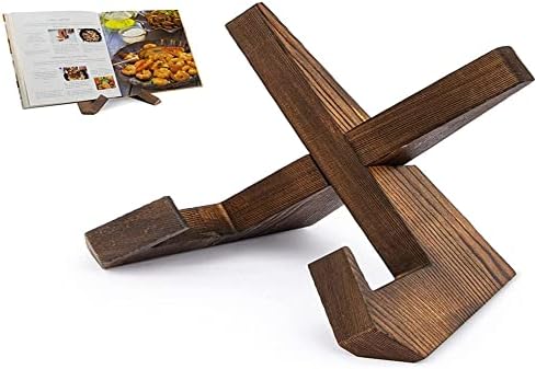 Rustic Brown Kitchen Counter Cookbook Stand for Recipe Book More