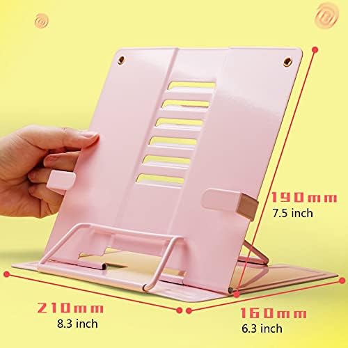 FOLDABLE Portable Metal Book Stand for Reading Writing Traveling - Pink
