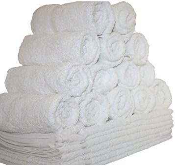 Economy White Washcloths 12x12 Inches Bulk Pack 24 Set