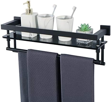 Alise 20-inch Double Towel Bar Glass Shelf for Bathroom
