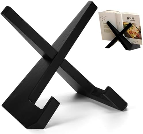 Rumcnjen Cookbook Stand - Black Wooden Recipe Holder