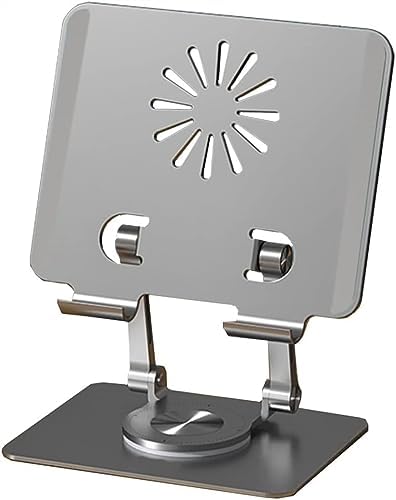 Book Stand for Reading 360 Rotating Base Adjustable Height Silver