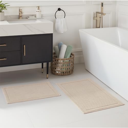 Arkwright 100 Cotton Bath Rug Textured Design Slip-Resistant Beige