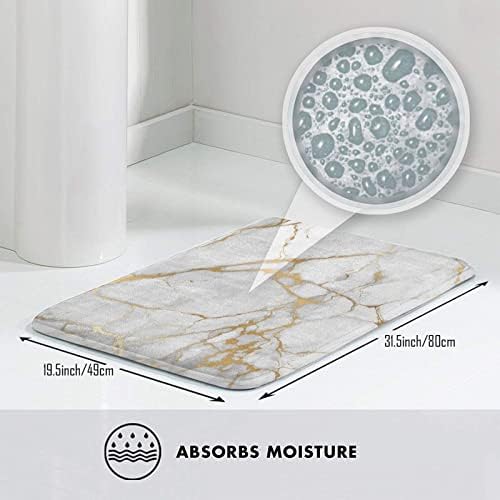 Premium Marble Bath Mat WhiteGrey - Soft Non-Slip and Quick Absorption