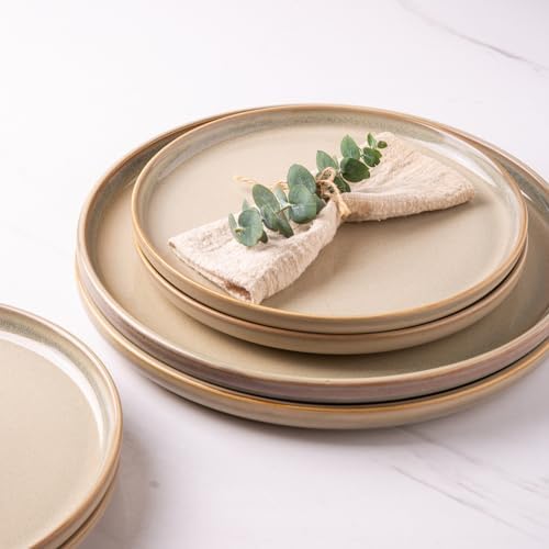 Handcrafted Raised Edge Dinner Plates Set 105 Inch Reactor Glaze Ceramic