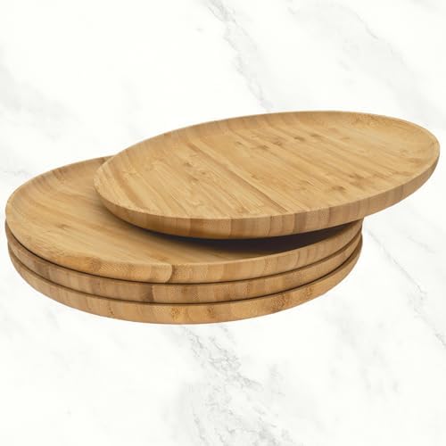 Eco-Friendly Bamboo Wood Plates Set Durable Dinner and Serving Trays