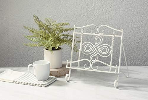 Tripar Swirl Design White Metal Cookbook Stand