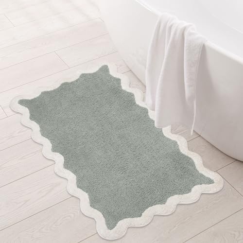 Ergonomic Design Sage Green Bathroom Rug 20x32