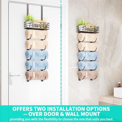 Sturdy 6-Tier Over-Door Towel Rack for Small Spaces