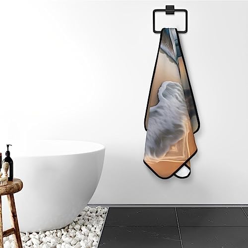 Sunset Over The Waves Coral Velvet Towel 27x55 In