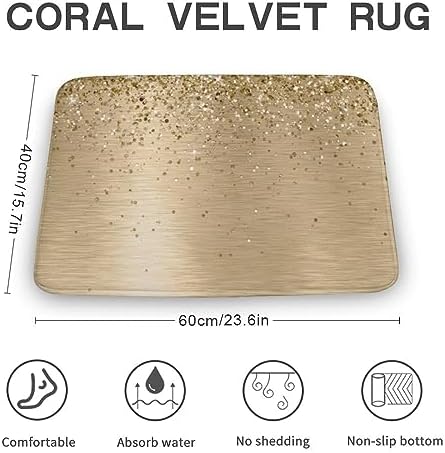 Luxury Gold Bathroom Rug Soft Non-Slip Absorbent for Home Travel