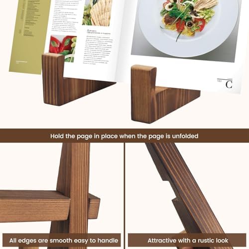 Premium Handmade Wooden Kitchen Cookbook Stand for Easy Reading Storage