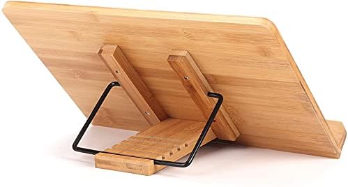 Adjustable Wooden Cookbook Stand with 2 Metal Page Holders
