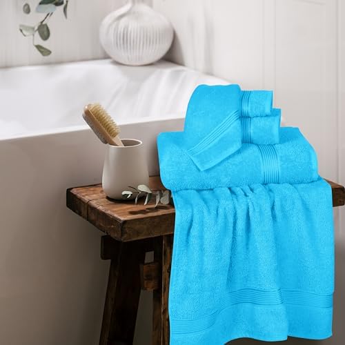Belizzi Home Ultra Soft 6 Pack Cotton Towel Set - Turquoise Blue 1