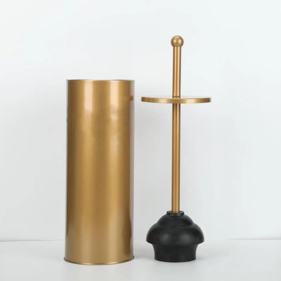 Gold Toilet Plunger with Holder for Bathroom Canister