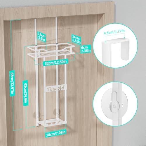 Space-Saving Over-Door Towel Rack - White