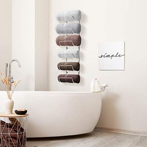 Sorbus Wall-Mounted Towel Rack 6 Compartment - Silver