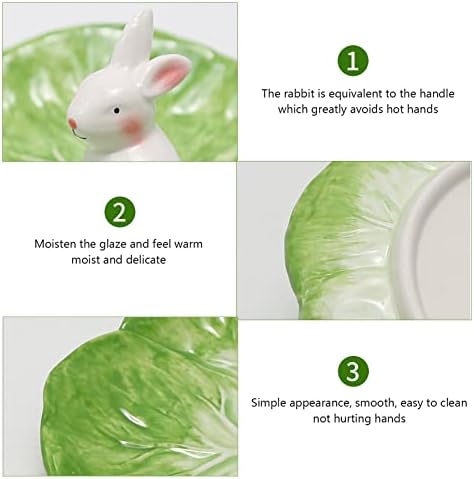 Green Cabbage Ceramic Dinner Plate with Rabbit