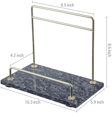 MyGift Modern Black Marble cookbook stand