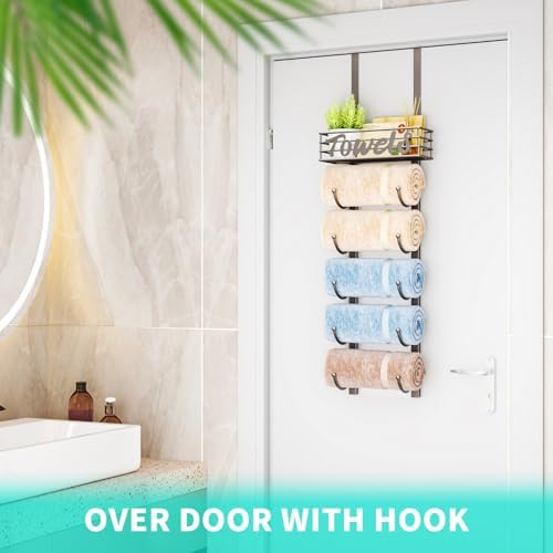 Sturdy 6-Tier Over-Door Towel Rack for Small Spaces