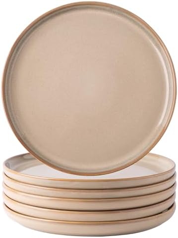 Handcrafted Raised Edge Dinner Plates Set 105 Inch Reactor Glaze Ceramic