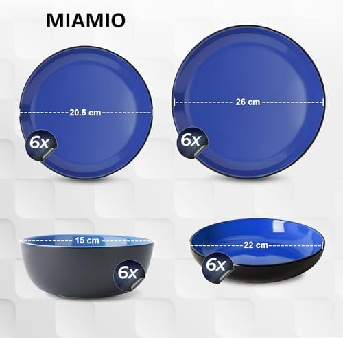 MIAMIO Service for 6 - Elegant Dinnerware Set Blue