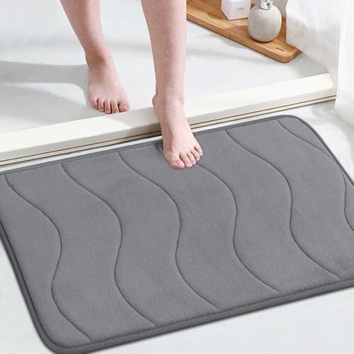 Flamingo P Memory Foam Bath Mat 24x17 Grey