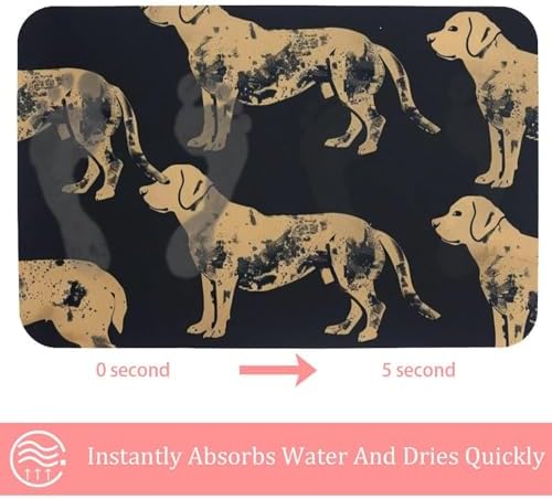Etoenbrc Non-Slip Soft Memory Foam Bath Mat Yellow Pet Dog Pattern