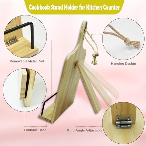 Wooden Recipe Book Holder Dhnvcud Kitchen Cookbook Stand