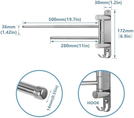 Adjustable Towel Rack JSVER Stainless Steel